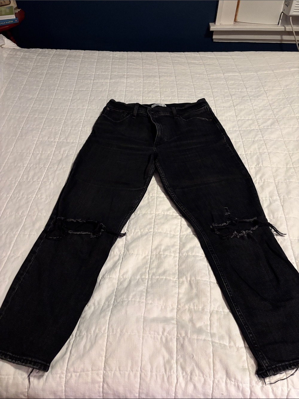 Abercrombie & Fitch Black Distressed Boyfriend Jeans